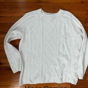 Vince Camuto Cream Cable Knit Crewneck Sweater